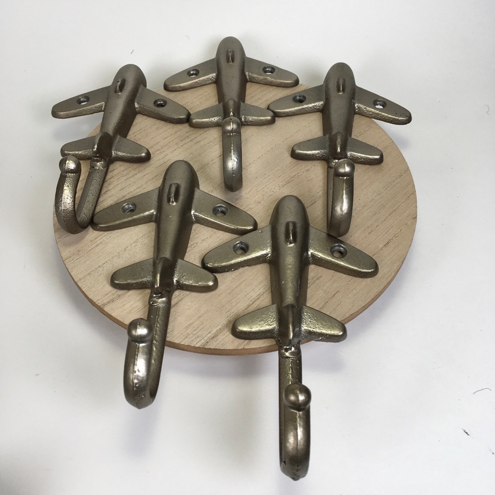 Metal Airplane Wall Hooks Set of 5